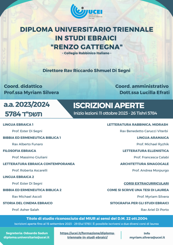 Diploma Universitario Triennale In Studi Ebraici Renzo Gattegna 2